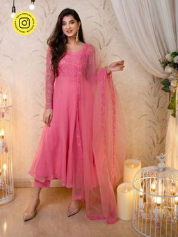 Label Shaurya Sanadhya - Baby Pink Anarkali (Set of 3)
