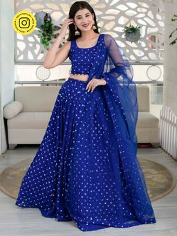 Label Shaurya Sanadhya - Royal Blue Lehenga (Set of 3)
