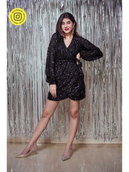 Label Shaurya Sanadhya - Black Sequin Party Dress