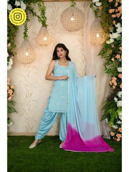 Label Shaurya Sanadhya - Ice Blue & Pink Patiala (Set of 3)
