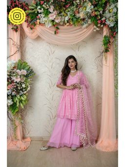 Label Shaurya Sanadhya - Ice Pink Peplum Palazzo (Set of 3)