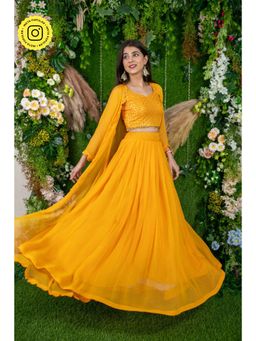 Label Shaurya Sanadhya - Daffodil Mustard Lehenga (Set of 3)