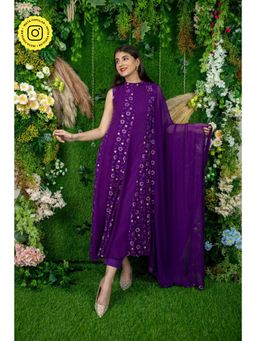 Label Shaurya Sanadhya - Purple Alternate Anarkali (Set of 3)