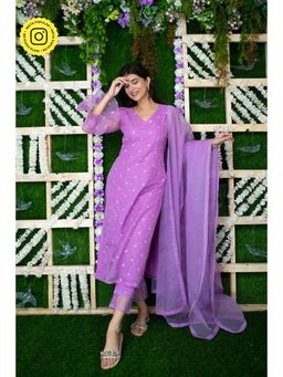 Label Shaurya Sanadhya - Lavender Organza Kurta (Set of 3)