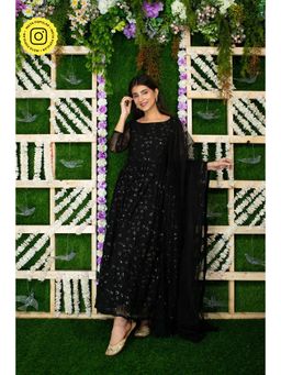 Label Shaurya Sanadhya - Black and Golden Anarkali (Set of 3)
