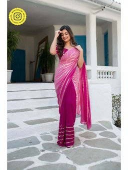 Label Shaurya Sanadhya - Wine Shaded Saree with Unstitched Blouse