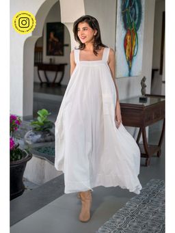 Label Shaurya Sanadhya - White Cotton Pocket Maxi Dress