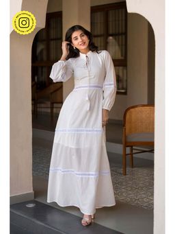 Label Shaurya Sanadhya - White Cotton Layered Maxi Dress