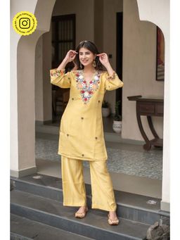 Label Shaurya Sanadhya - Floral Yellow Kurta with Palazzo