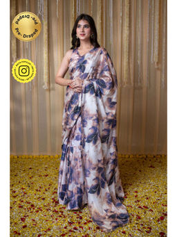 Label Shaurya Sanadhya - Indigo Embroidered Pre Drape Saree with Stitched Blouse
