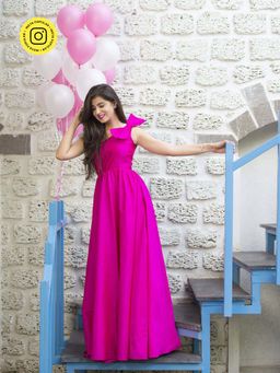 Label Shaurya Sanadhya - Magenta Bow Long Dress