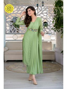 Label Shaurya Sanadhya - Green Kurta with Hand Work (Set of 2)