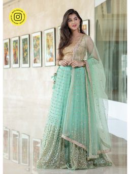 Label Shaurya Sanadhya - Mint Green Lehenga (Set of 3)