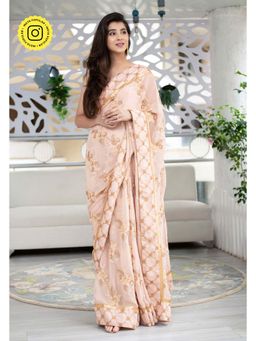 Label Shaurya Sanadhya - Light Peach Heavy Work Saree
