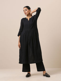 trueBrowns - Cotton Black Flared Kurta Pant (Set of 2)