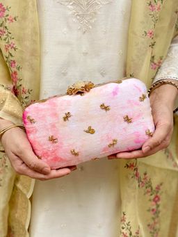 AMYRA - Pink Gulbahar Shibori Clutch