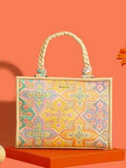 AMYRA - Pink Thread Embroidered Handbag