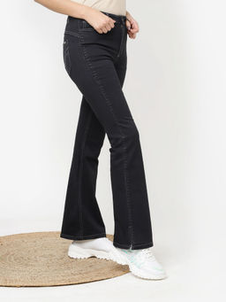 Lakshita - Black Bootcut Jeans Pant for Women with Stone Work on Sides