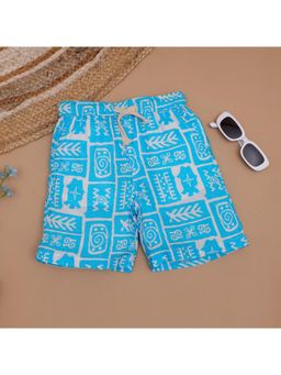 The Lion and the Fish - Boys Aztec Printed Short Cornflower Blue