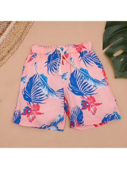 The Lion and the Fish - Boys Tropical Flower Printed Short Dusty Pink
