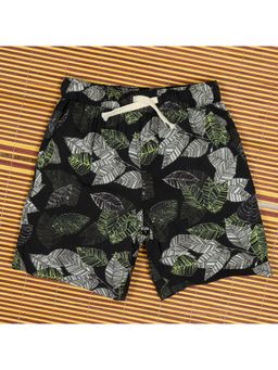The Lion and the Fish - Boys Electric Leaf Printed Short Midnight Yellow