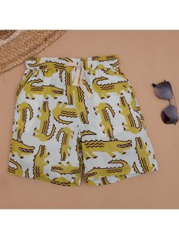 The Lion and the Fish - Boys Crocodile Printed Short Faded Mustard