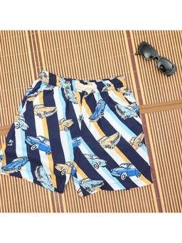 The Lion and the Fish - Boys Car Printed Short Navy Blue