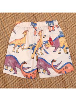 The Lion and the Fish - Boys Dinosaur Print Short Peach Mauve