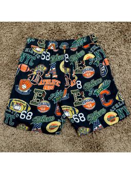 The Lion and the Fish - Boys Sports Print Short Navy Blue