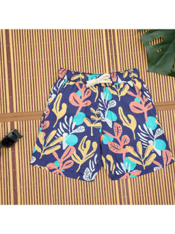 The Lion and the Fish - Boys Floral Printed Short Blue Purple