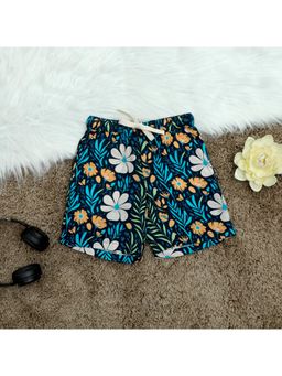 The Lion and the Fish - Boys Modern Leaf Print Short Space Blue