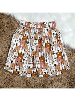 The Lion and the Fish - Boys Cat Printed Short Brown