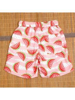 The Lion and the Fish - Boys Fruit Printed Shirt and Short Co-Ord Set Pink Red