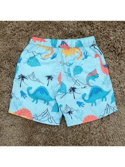 The Lion and the Fish - Blue Dinosaur Print Short