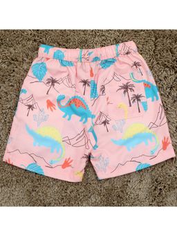 The Lion and the Fish - Peach Dinosaur Print Short