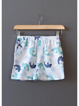 The Lion and the Fish - Dolphin Print Luna White Short
