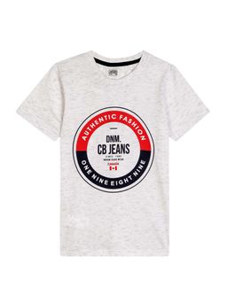 Cantabil - Off White Printed Round Neck T-Shirt