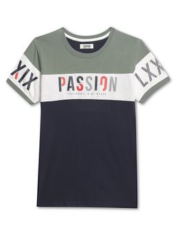 Cantabil - Green Colorblock Round Neck T-Shirt