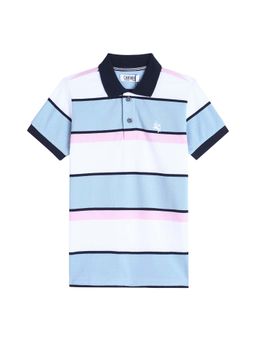 Cantabil - Navy Blue Striped Collar Neck T-Shirt