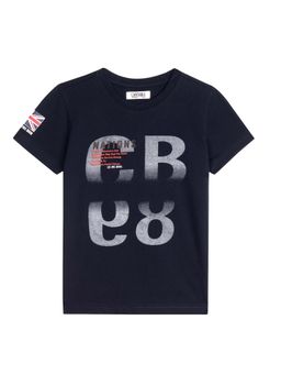 Cantabil - Navy Blue Printed Round Neck T-Shirt