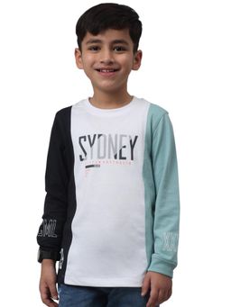 Cantabil - Navy Blue Colorblock Round Neck T-Shirt