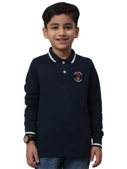 Cantabil - Navy Blue Colorblock Collar Neck T-Shirt