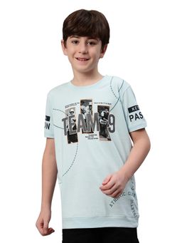 Cantabil - Aqua Printed Round Neck T-Shirt