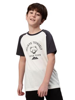 Cantabil - White Printed Round Neck T-Shirt