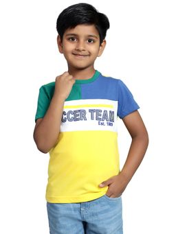 Cantabil - Yellow Colorblock Round Neck T-Shirt