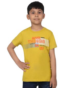 Cantabil - Yellow Printed Round Neck T-Shirt