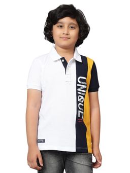 Cantabil - White Colorblock Round Neck T-Shirt