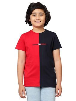 Cantabil - Navy Blue Colorblock Round Neck T-Shirt