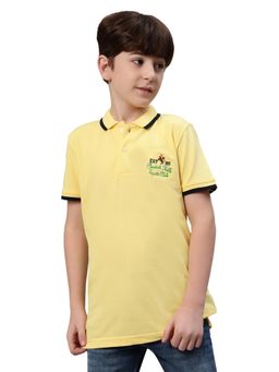 Cantabil - Yellow Printed Collar Neck T-Shirt