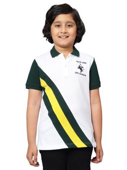 Cantabil - White Colorblock Collar Neck T-Shirt